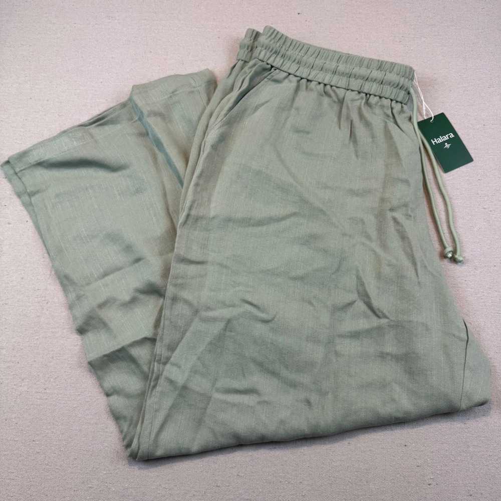 Halara 2X Wide Leg Pants Womens Sage Green Elastic Waist Drawstring Tall